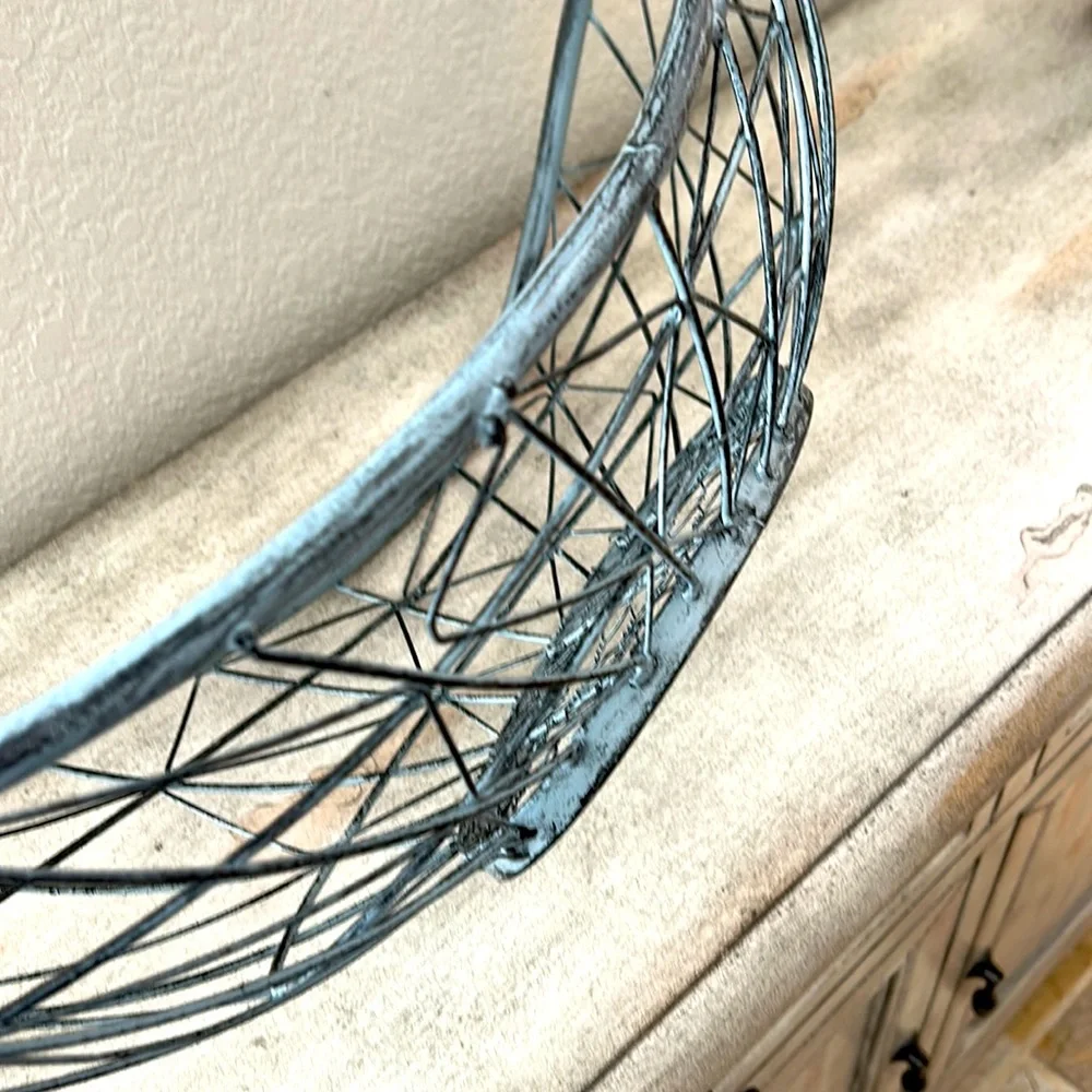 Pier 1  Boho Farmhouse large metal open metal weave oblong bowl